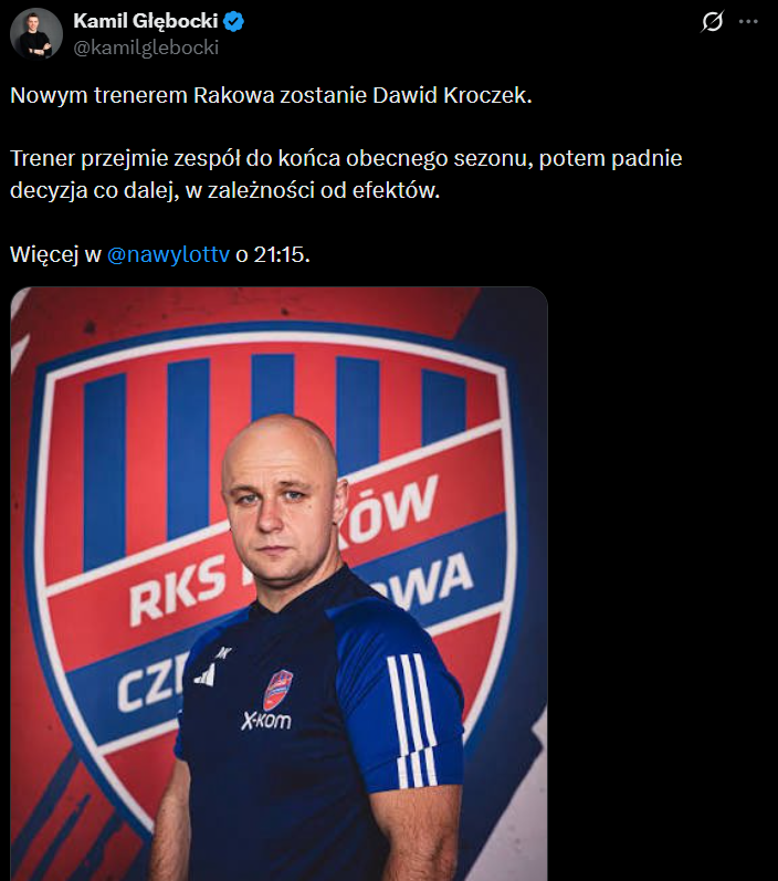 HIT! To on jutro zostanie NOWYM TRENEREM RAKOWA!